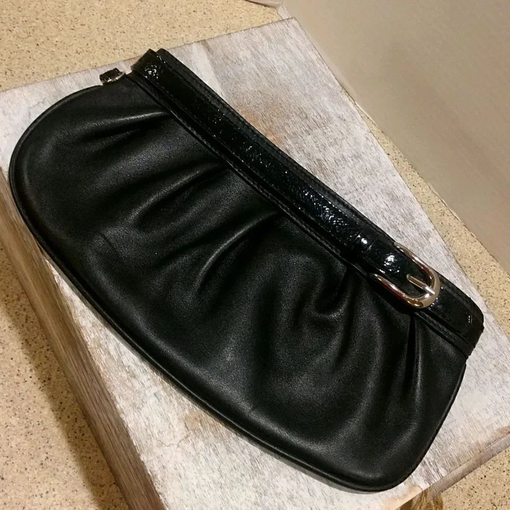 Loft Black Leather Clutch Purse
